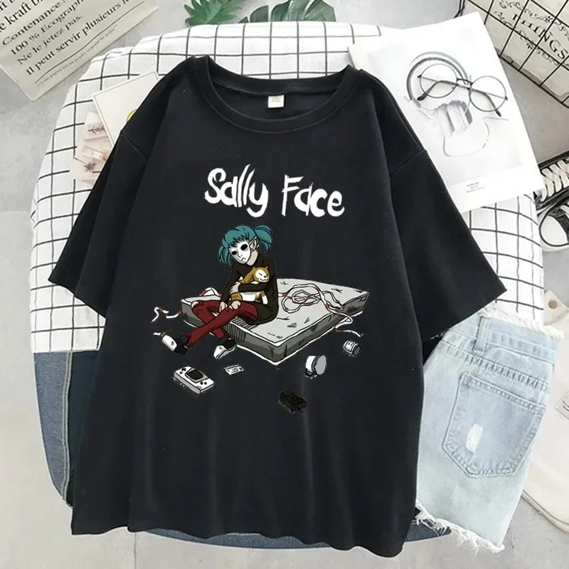 Sally Face Print T Shirt Women Funny Casual Short Sleeve T-shirt Summer Fashion Casual Tees Oversized T Shirt Street Clothes