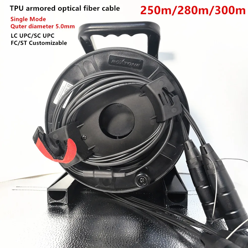 

12Cores,TPU Armored Outdoor Optical Cable, Single mode, LC UPC,SC UPC,with PCD380 Reel and Protective Cover,SM,250m,280m,300m