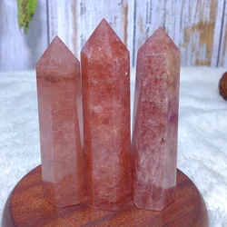 Natural Crystal Strawberry Quartz Flash Tower Point Gemstones Reiki Home Decorations Holiday Gift