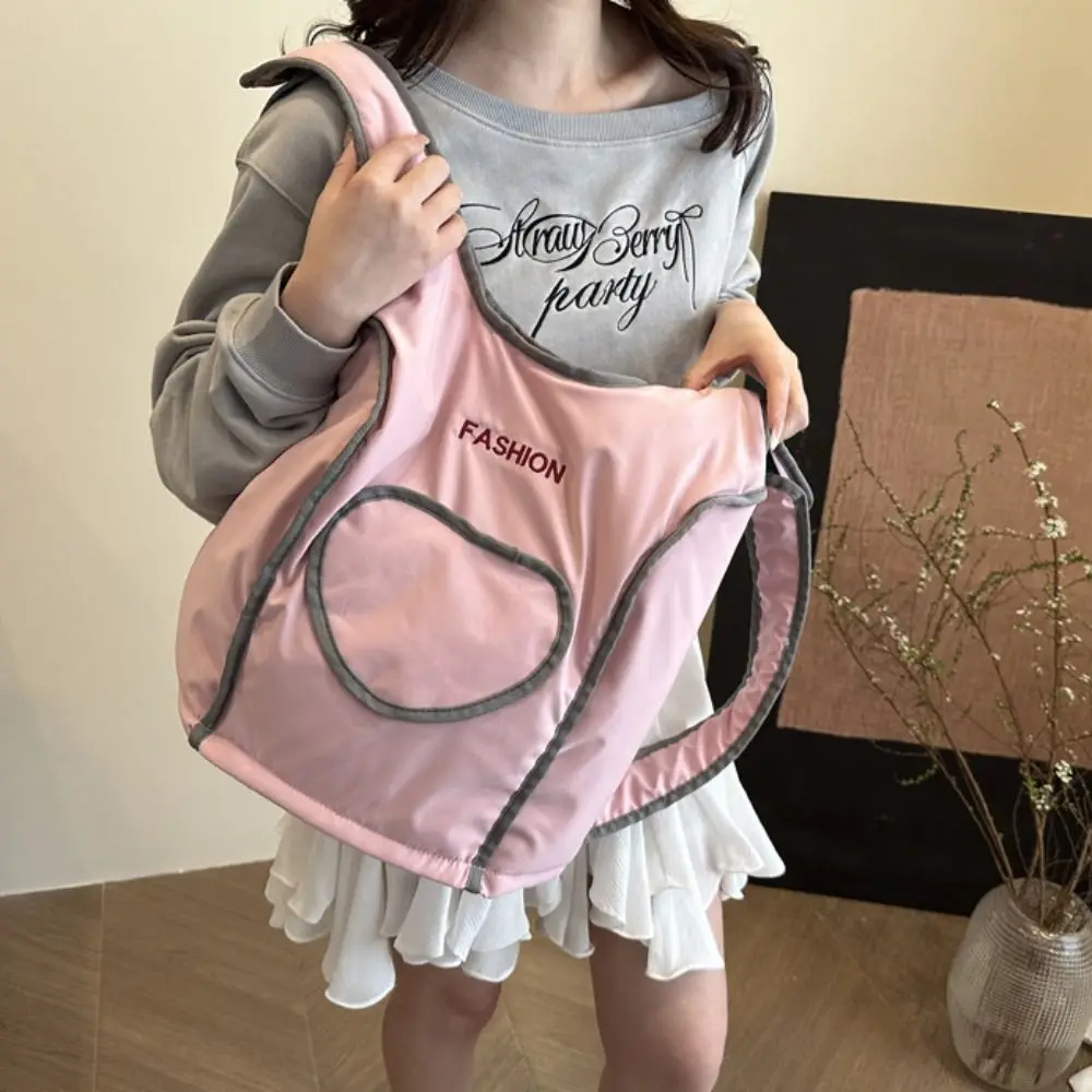 

Letter Embroidery Love Vest Backpack Nylon Large Capacity Students School Bag Travel Bag Korean Style Shoulder Bag Rucksacks