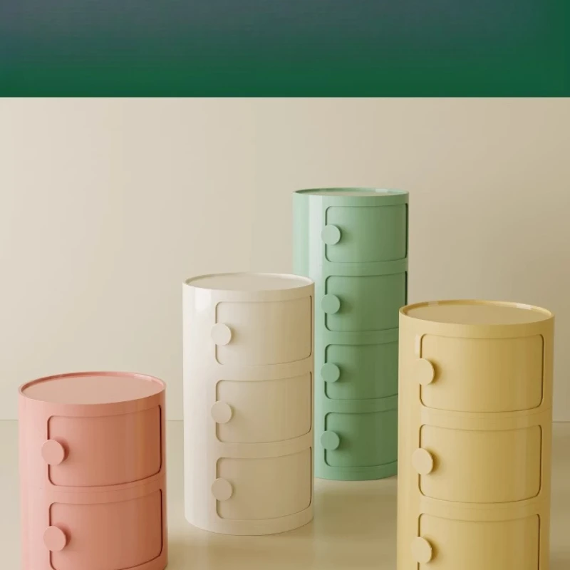 

Cream wind bedside table Modern simple narrow side storage creative mini children's small bedroom round cabinet