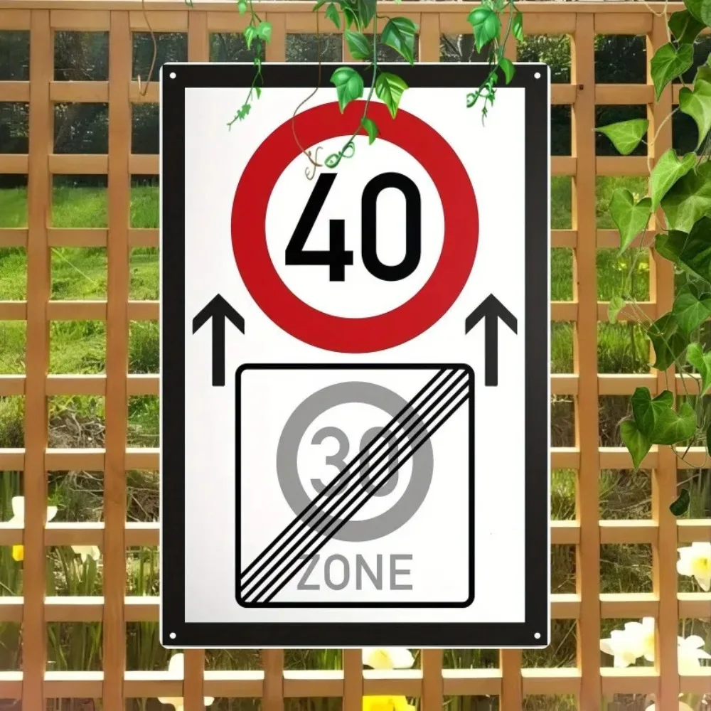 Retro 40th Birthday Aluminum Road Sign, 40 Years Number Wall Decor with Zone Label, Durable Funny Gift for Home