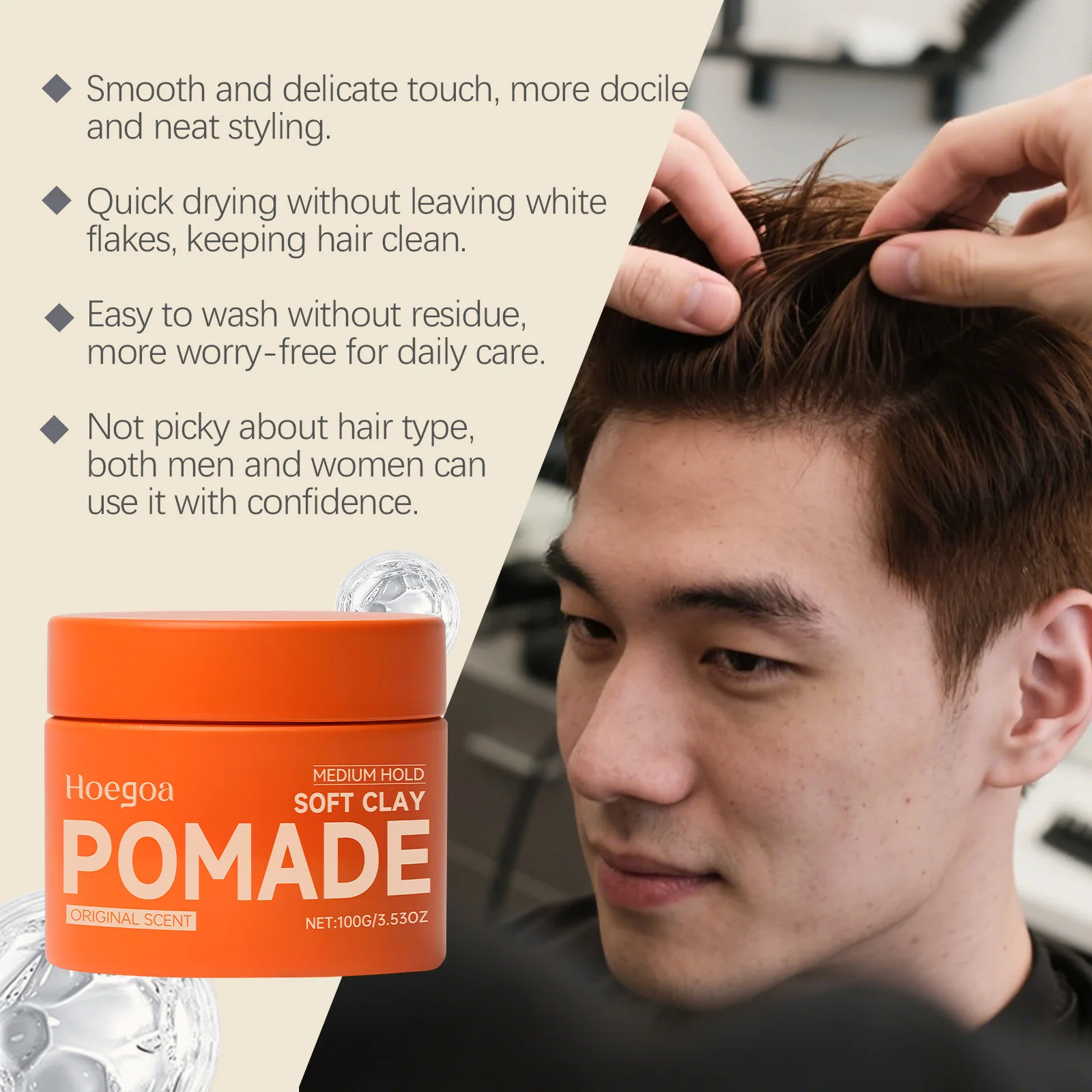 Original Hair Wax Long-Lasting Hair Gel Men Strong Hold Hairstyle Finished Hair Styling Clay Mud Hair Cream Refreshing Hair Wax