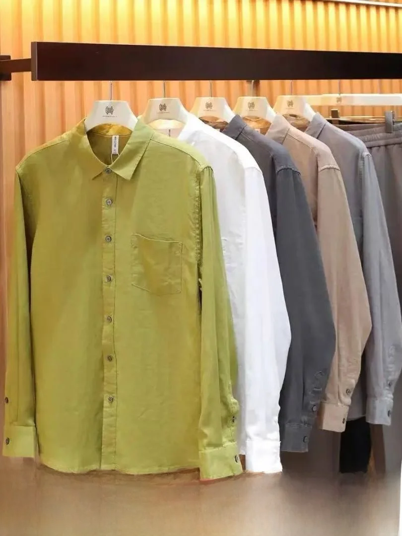 Italian Style Men's Comfortable Breathable Linen Long Sleeve Shirt Lightweight Loose Fit Spring Summer Casual Shirt