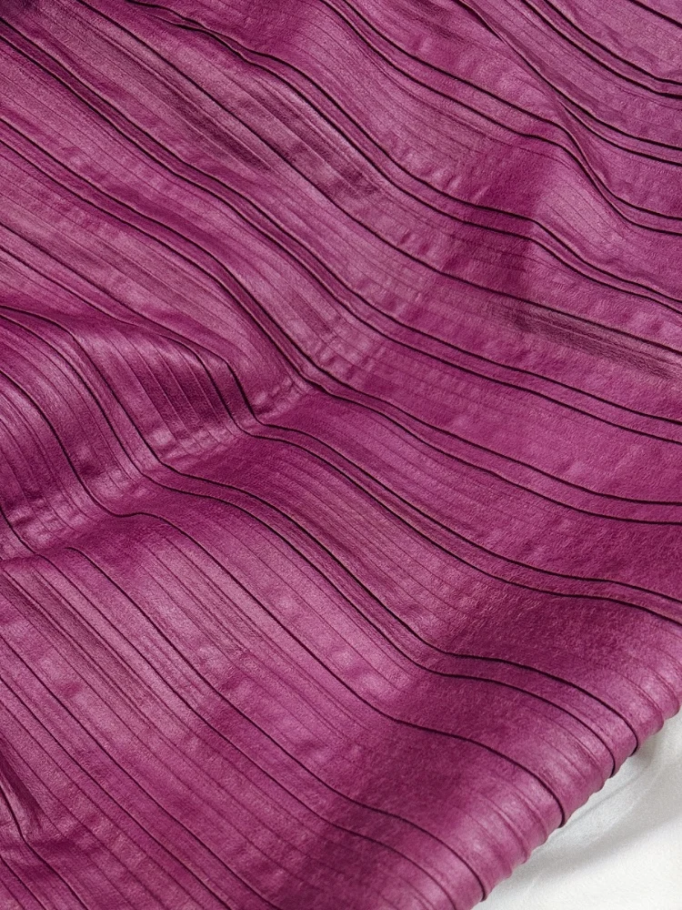 Niche Rose Red Double-Layer Pleated Texture Imitation Leather Fabric Catwalk Dress Stage Style Skirt image 5