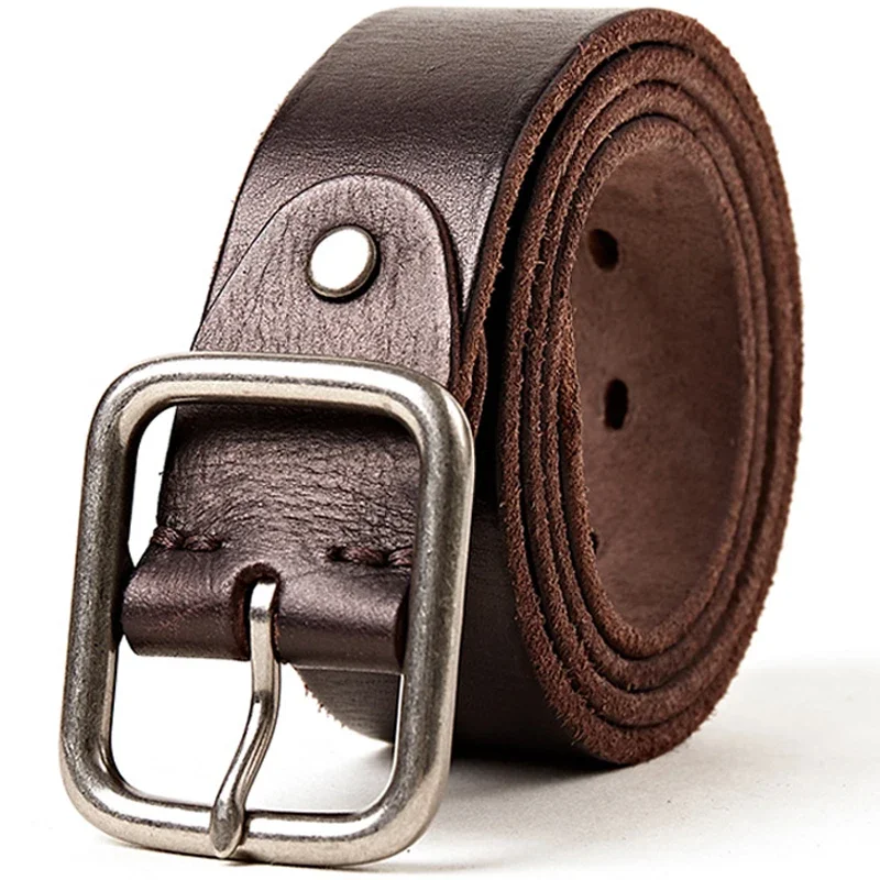 

Men's Full Grain Genuine Leather Belt Vintage Pin Buckle Waist Band Trendy Husband Gift Classic Belt for Jeans Casual Outfits