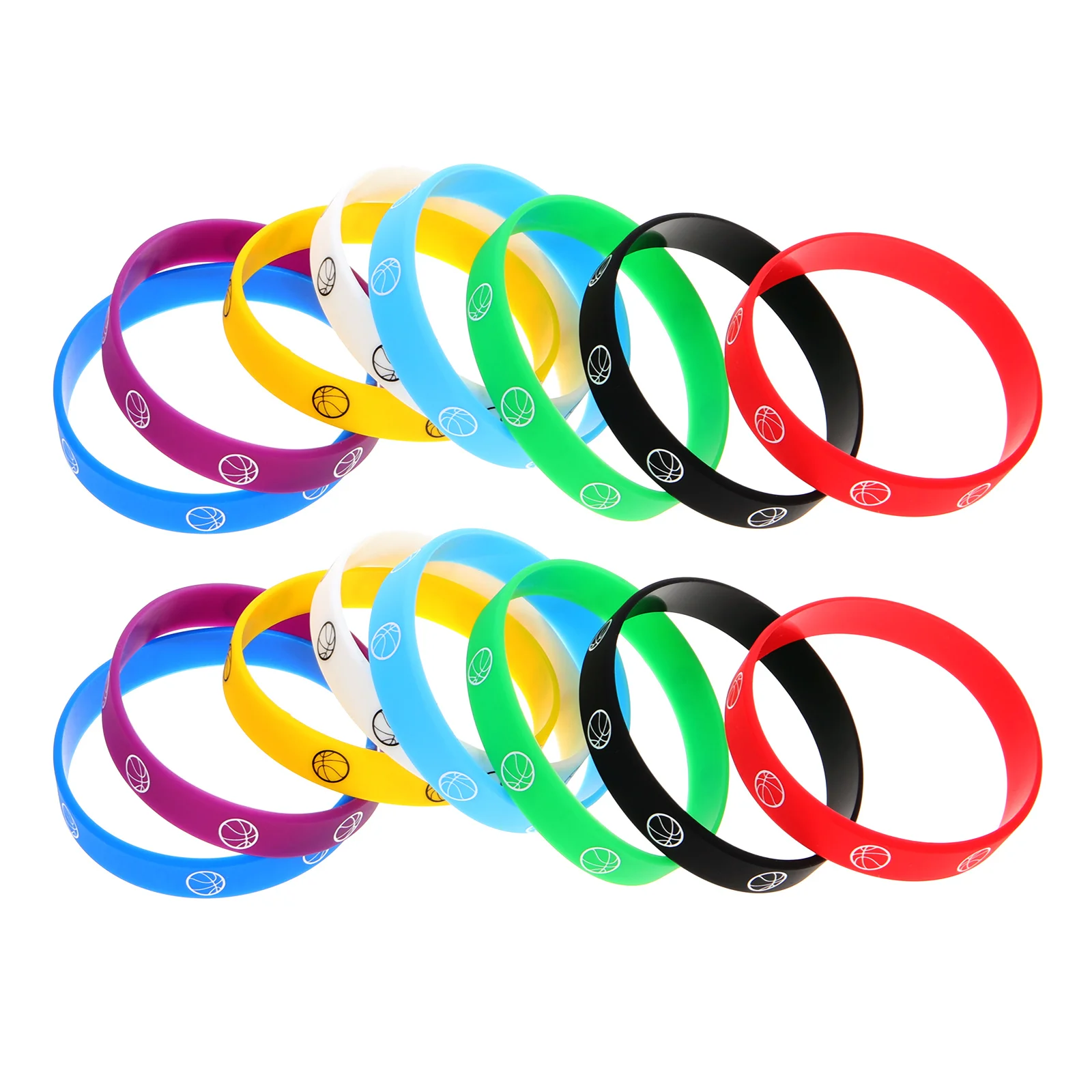 16Pcs Basketball Wristbands Stretchable Silicone Bracelets Fashionable Comfortable Wristbands for Party Music Festival Outdoor
