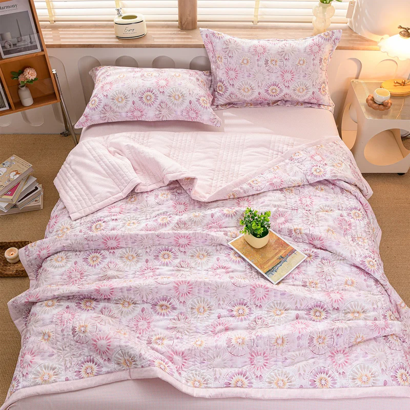 1PC Reversible Circular Mandala Floral Print Summer Quilt Double Sided Soft Washable Lightweight Air Conditioning Comforter