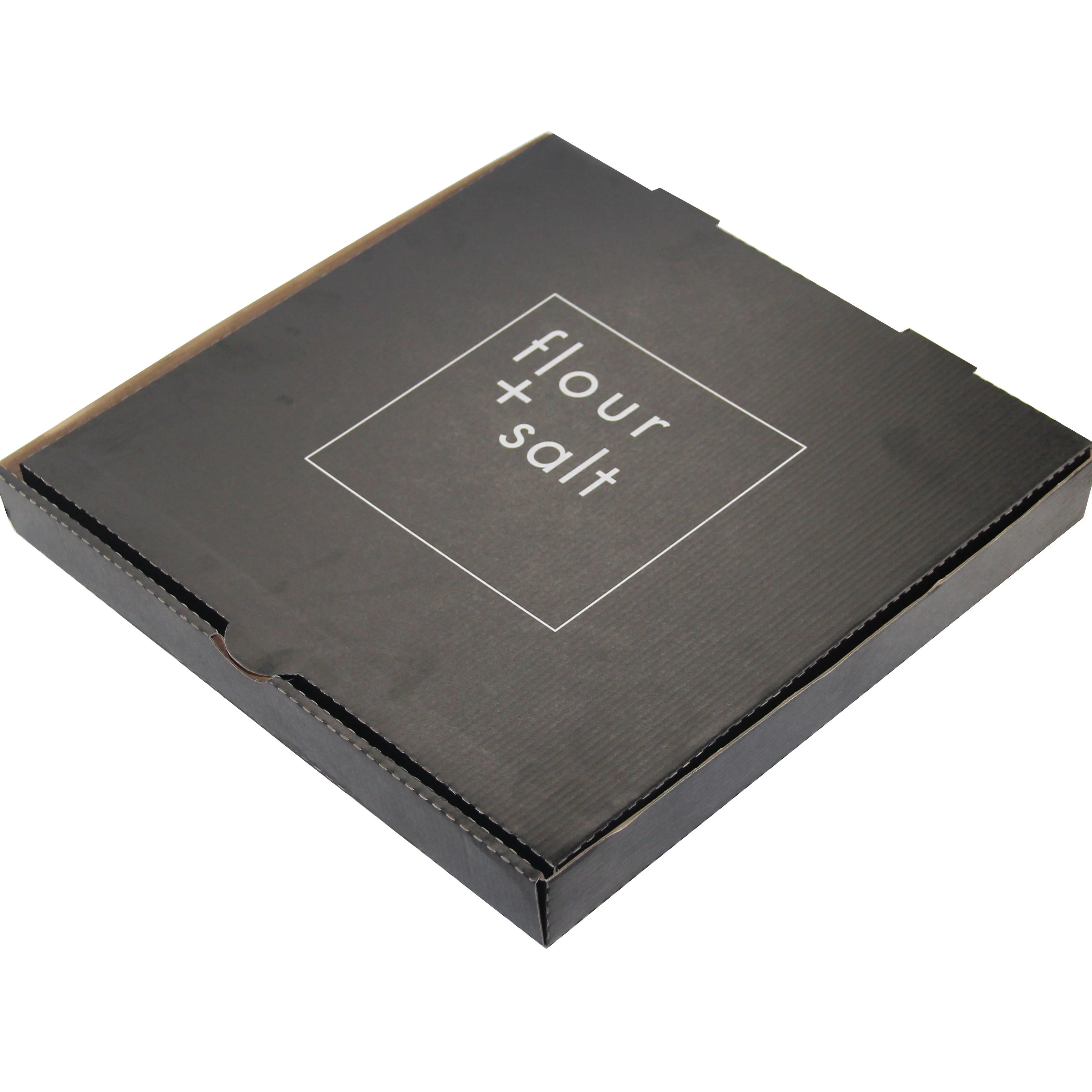 مصنع صندوق الورق بالجملة تصميم مخصص صندوق طعام ورق مموج أسود 8 10 12 صندوق بيتزا