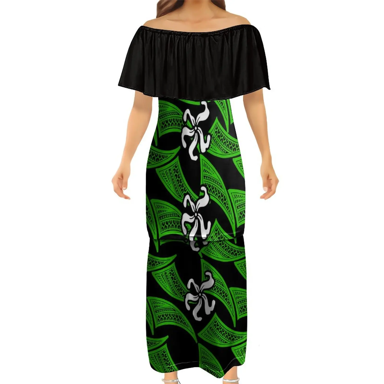 Good Quality Tropical Classic Trendy Samoan Puletasi Custom On Demand Plus Size Social Puletasi Samoan Dresses And Shirt