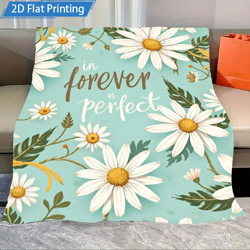 

1 шт. фланелевое одеяло с цветочным принтом ромашки «Forever Perfect» мягкое уютное одеяло для домашнего декора