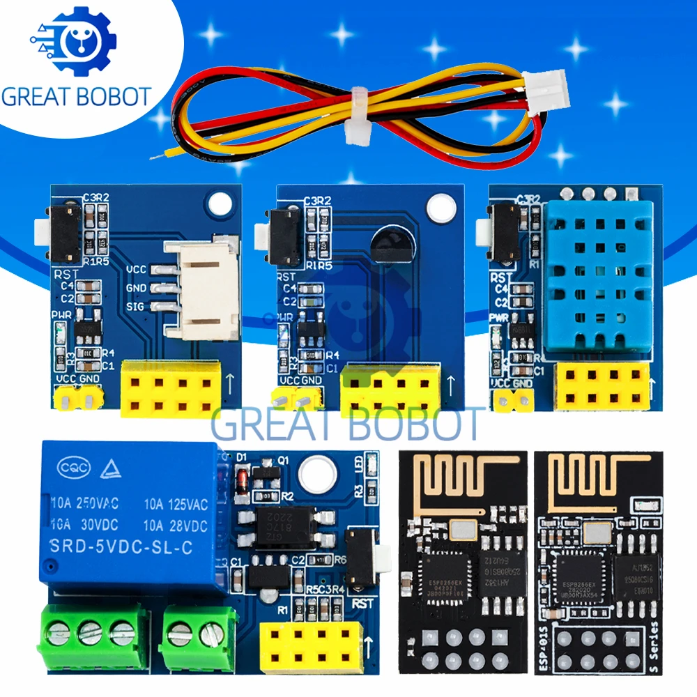 ESP-01S WiFi Relay Module (5V/10A): With DS18B20/DHT22 Sensors & Mobile App – For Arduino/Raspberry Pi Automation Projects