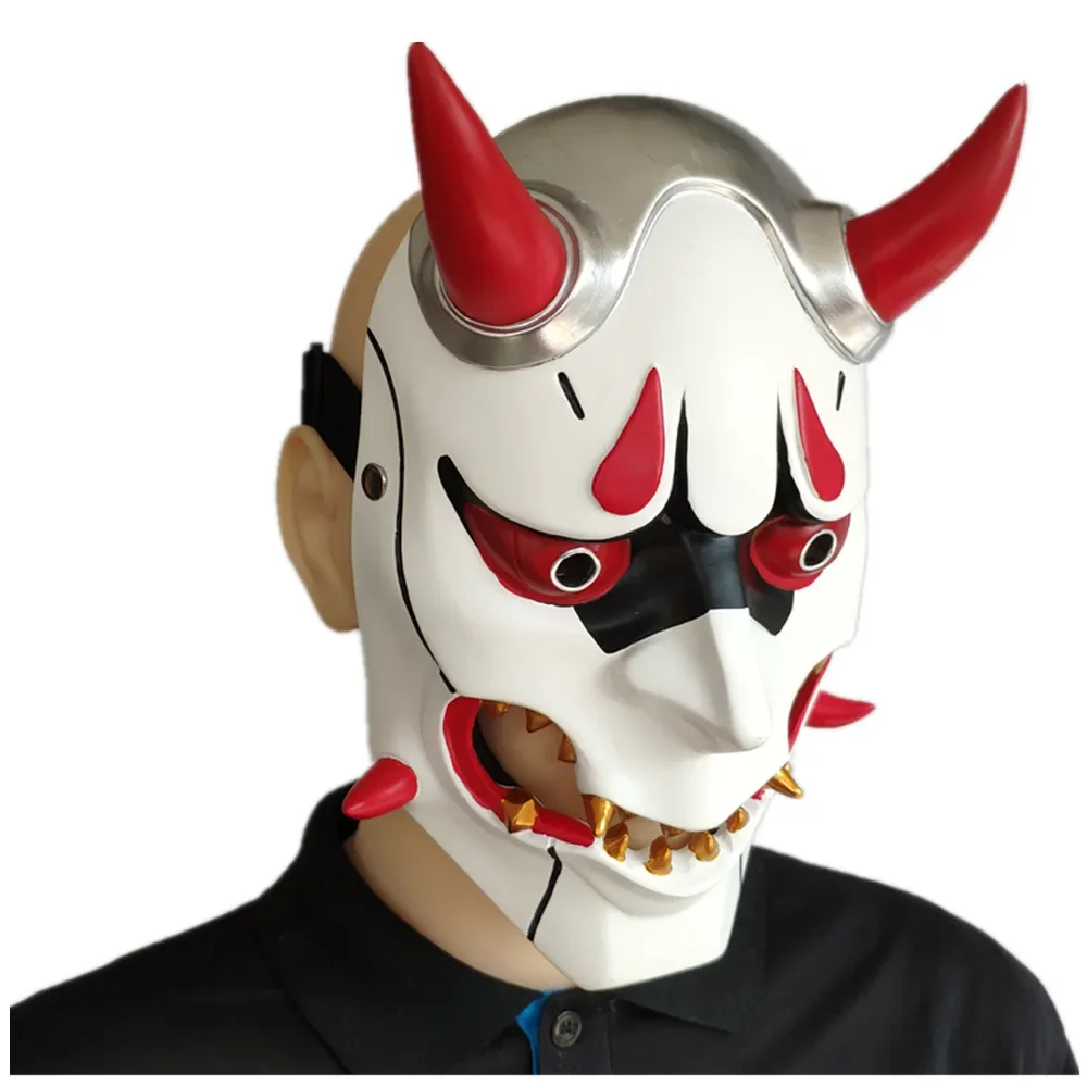 Longhorn Demon Prajna Mask Evil Ghost Mask Cosplay Overwatch Masquerade Masque Halloween Props Ghost Face Mask Peripheral Toy
