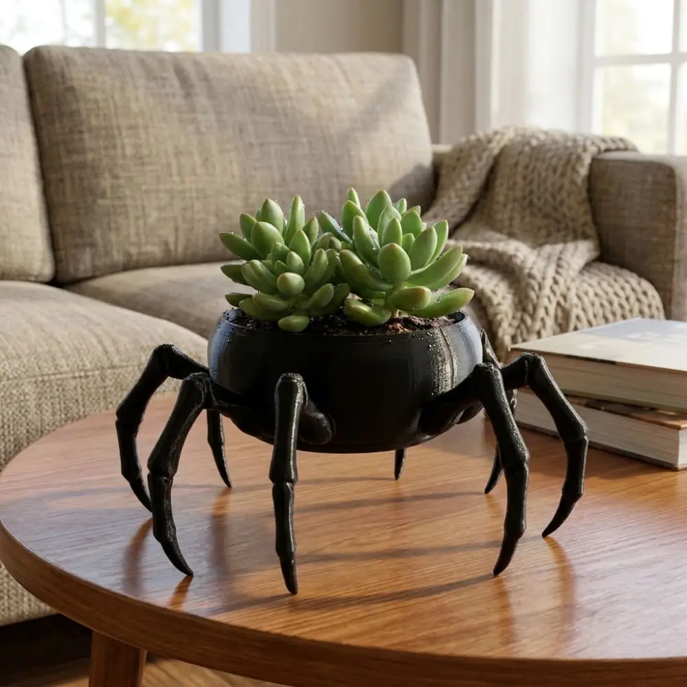 3D Printed Spider Shaped Planter Gothic Style Novelty Jewelry Storage Tray Multi-functional Plastic Flower Container