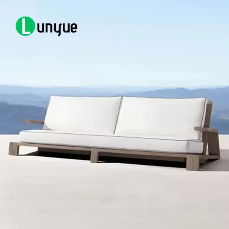 Large Comfortable Outdoor Sofa Set Teak Weathering Resistant Furniture for Courtyard Villa Garden Patio