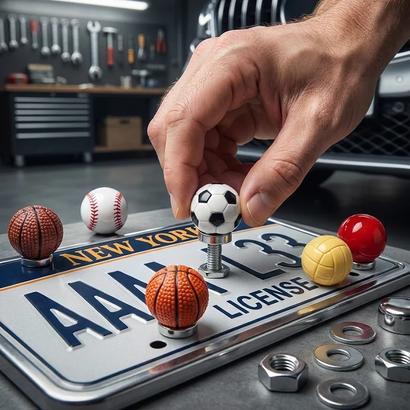 

1Pc Personalized Ball-Themed License Plate Decorative Screw, Basketball, Football, Baseball, Volleyball Styles, Universal License Plate Fixing Screw Accessory, Suitable for Cars, Electric Vehicles, Motorcycles, Tricycles, Bicycles, Etc