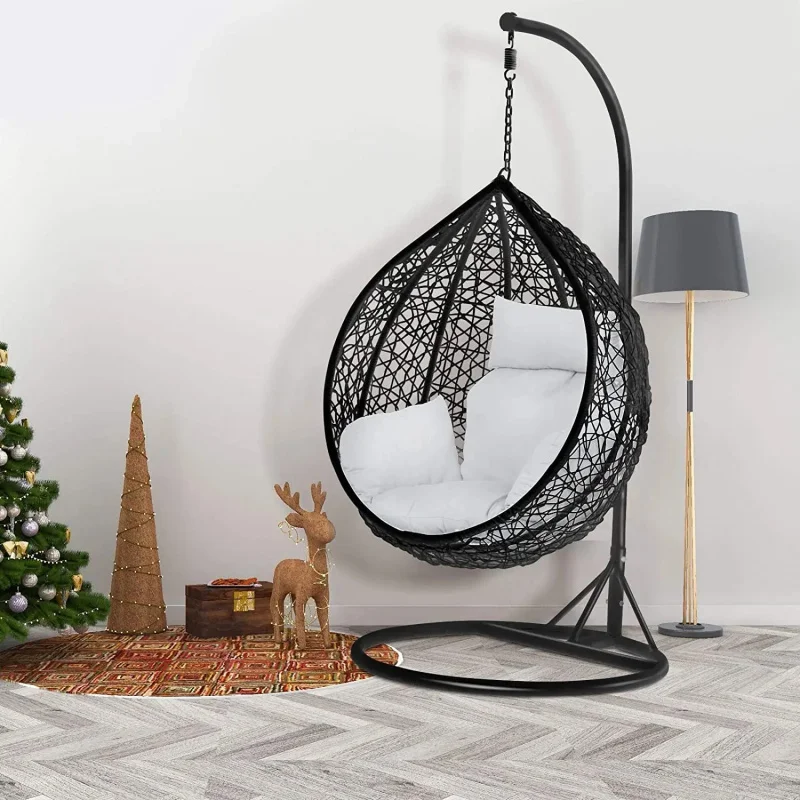 Yilin High Quality Egg Swing Chair Aluminum Hanging Rattan Outdoor Frame Capacity Modern With Stand Indoor 350 Lbs