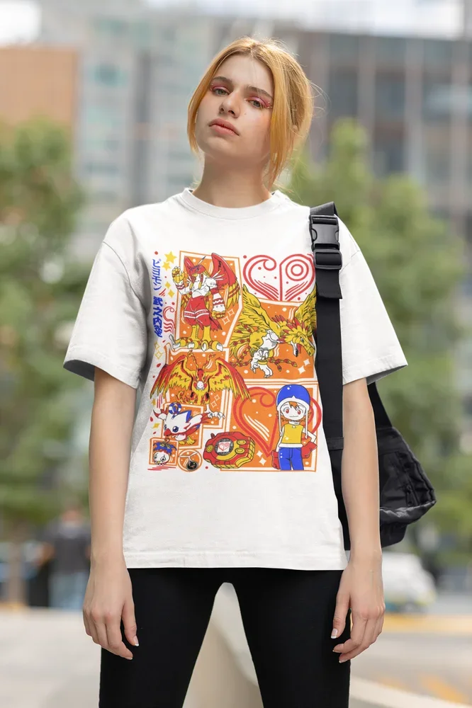 Agumon Cartoon Shirt Piyomon Digimon Adventure T-shirt Girl Anime Funny Shirt