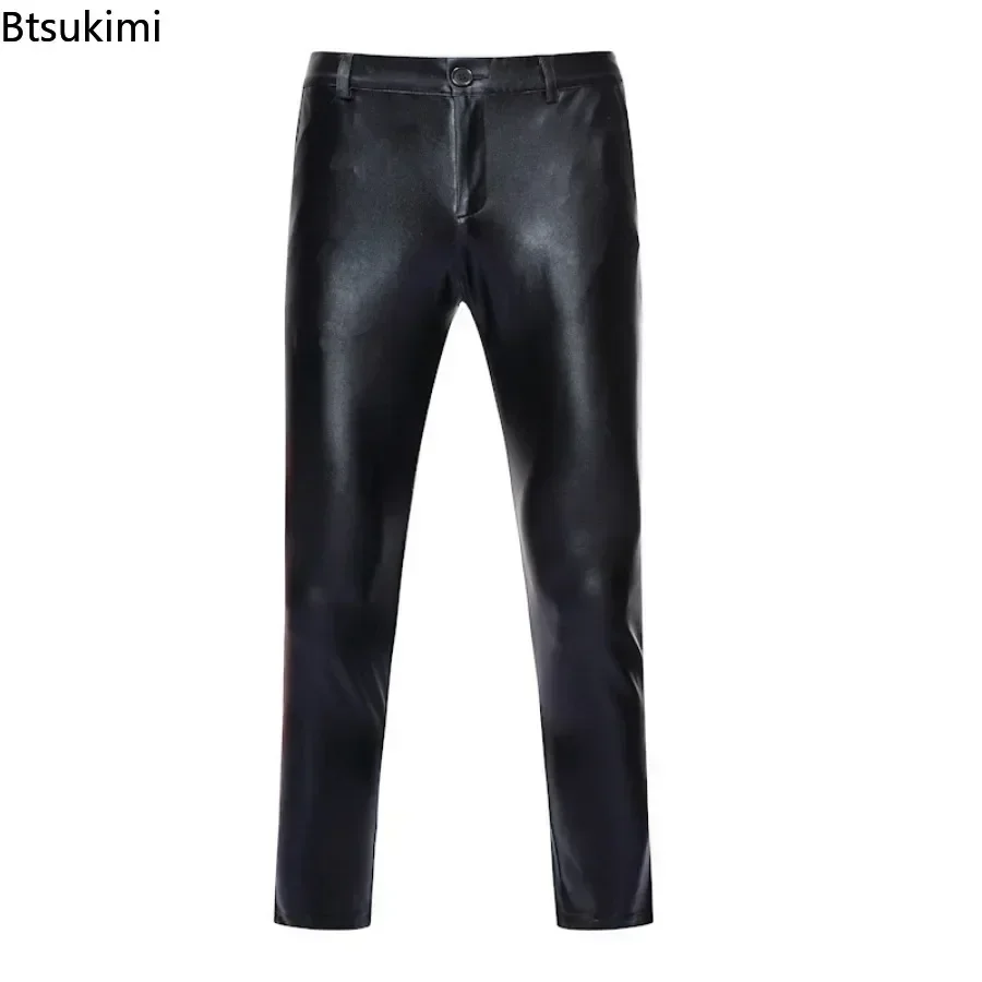 New Men's Shiny Pants Chic Motorcycle Pants Metallic Sweatpants Streetwear Casual Pants Nightclub Stage Perform Clothing for Men