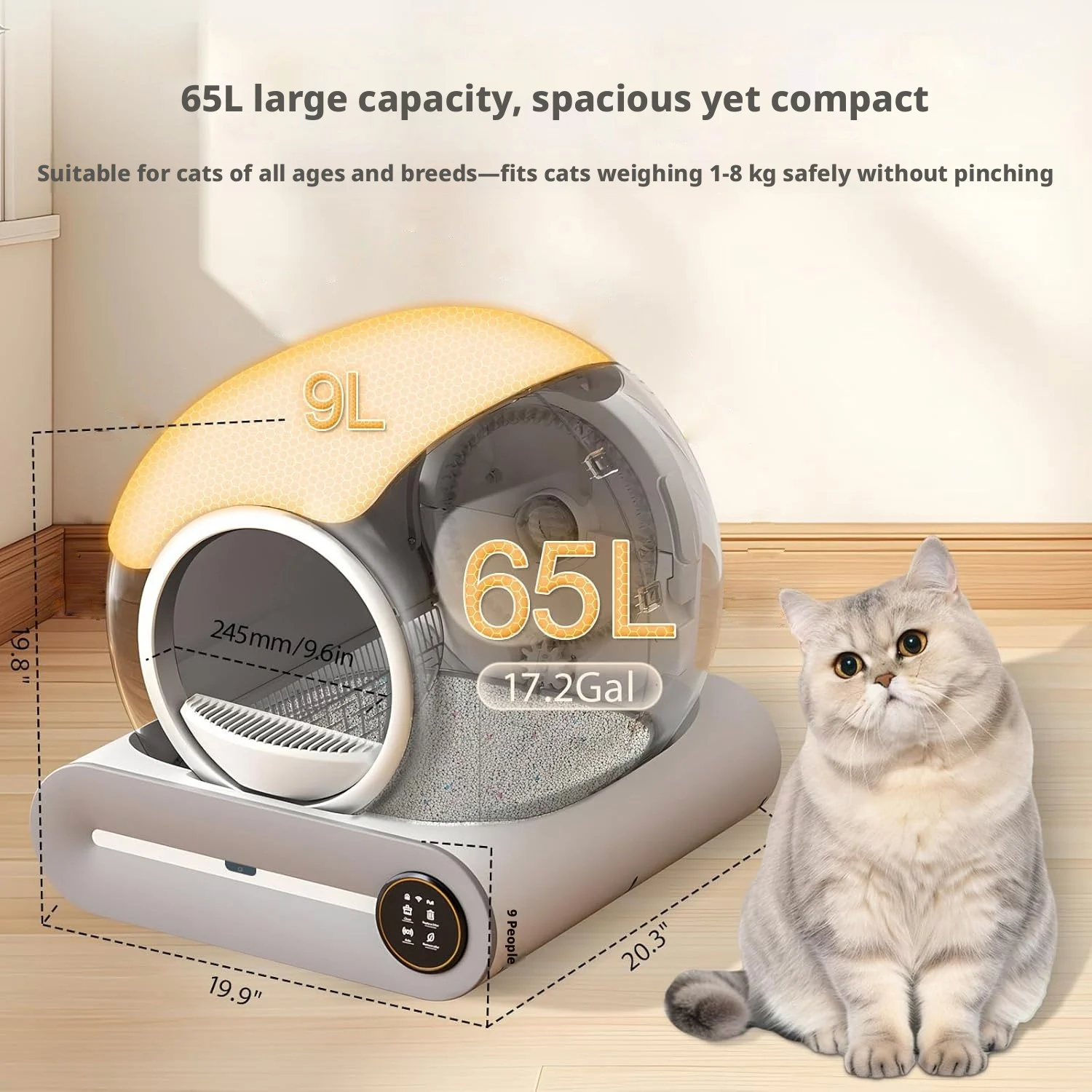 ChongxinIOT 65l Large Smart Self-cleaning Cat Litter Box Automatic Odor Removal App Wifi Control Automatic Cat Toilet Litter Box