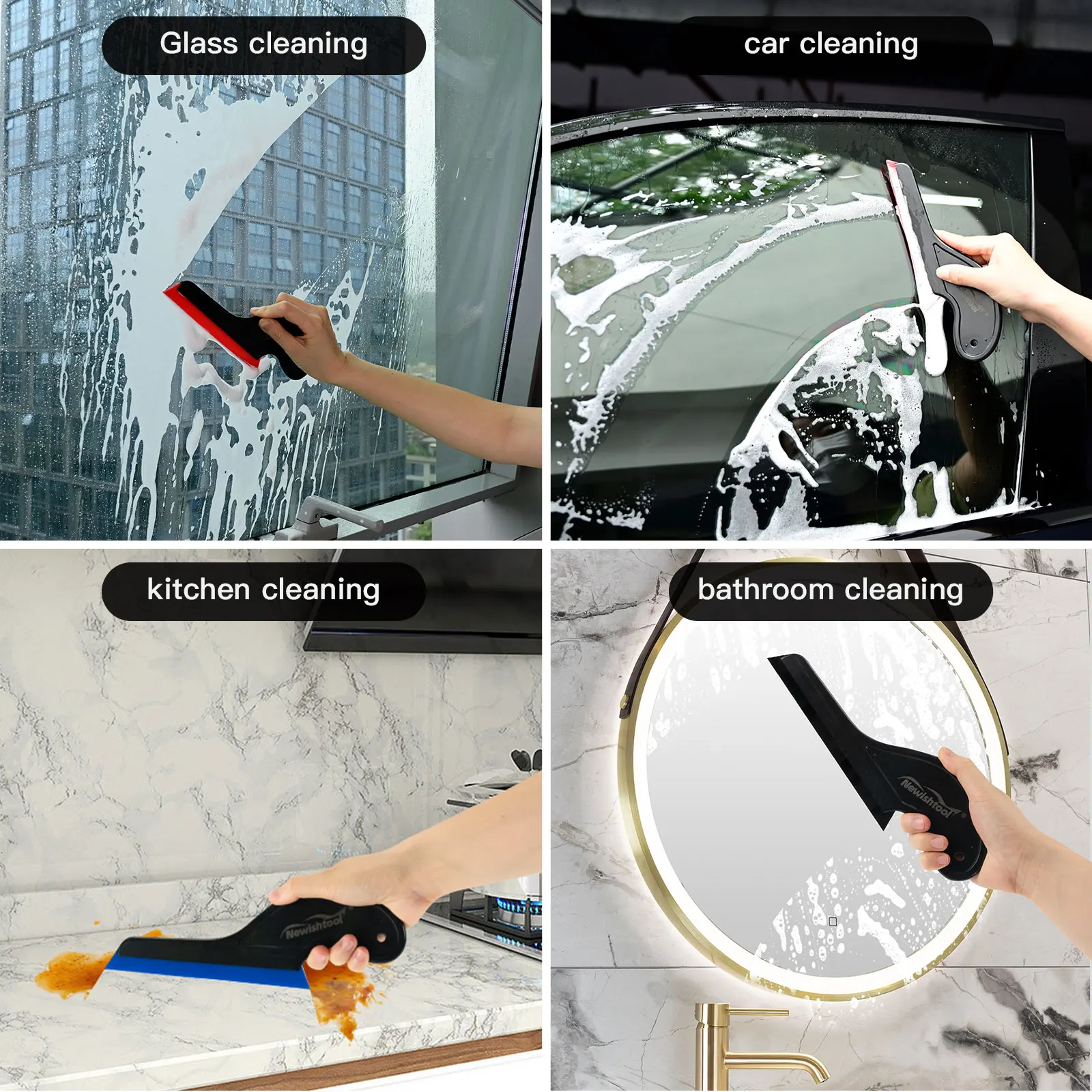 FOSHIO 3pcs/Set Car Window Tinting Squeegee Soft Scratch-Free Rubber Blade Scraper Glass Windshield Cleaning Water Remover Tools