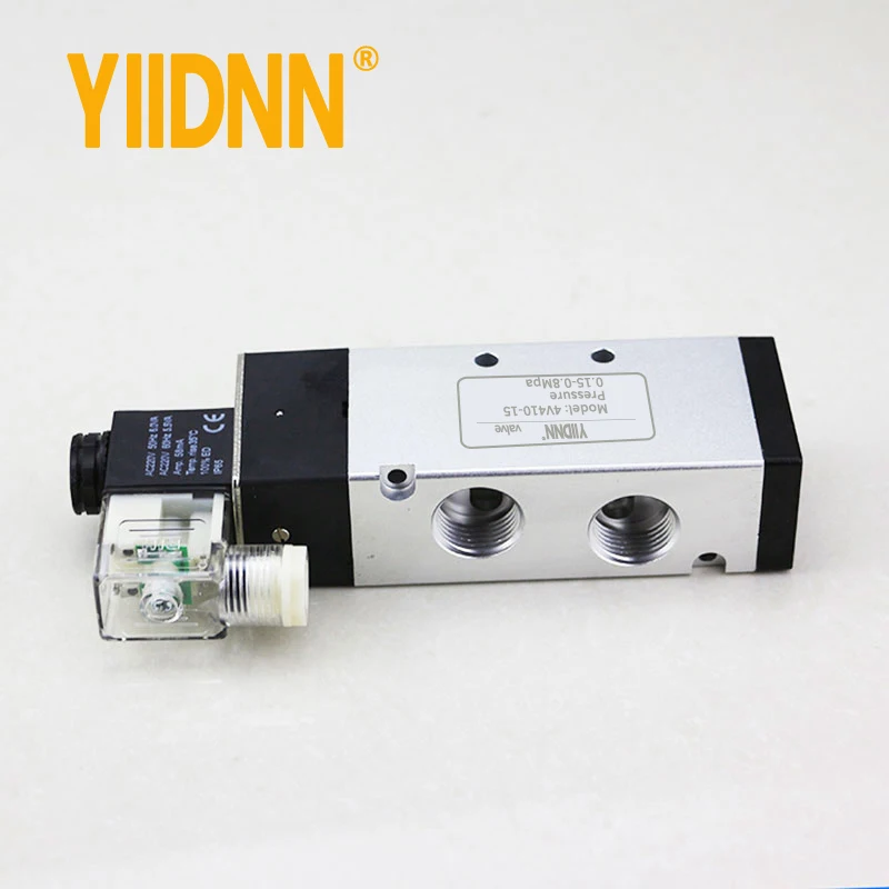YIIDNN 4V410-15/10 5/2 Way Pneumatic Air Solenoid Valve PT1/2 DC/AC24V 110V 220V Single Electrical Control Air Solenoid Valve