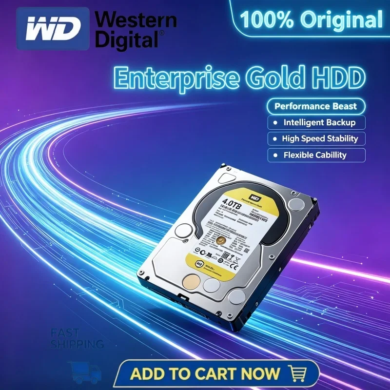 WD Gold 3.5 Inch SATA Enterprise Mechanical Hard Drive 4TB Internal Storage HDD Suitable For Surveillance Camera NAS Storage