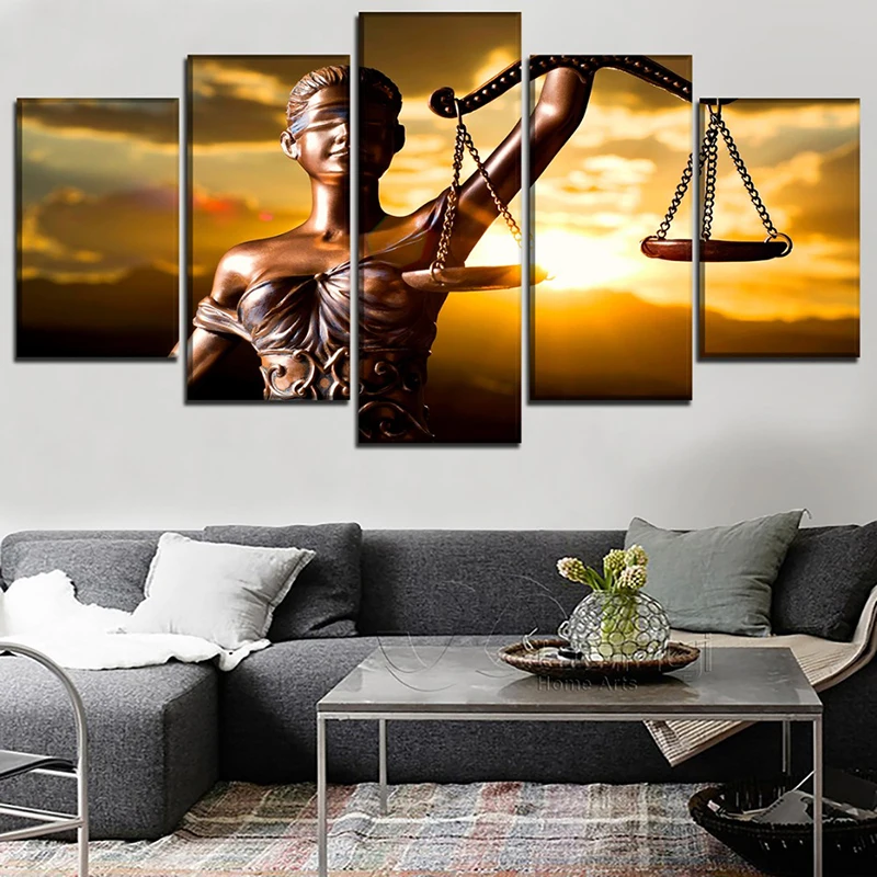 5 Piece Wall Art Canvas Painting Themis Goddess of Justice Posters and Prints HD Picture For Living Room Decoration Cuadros