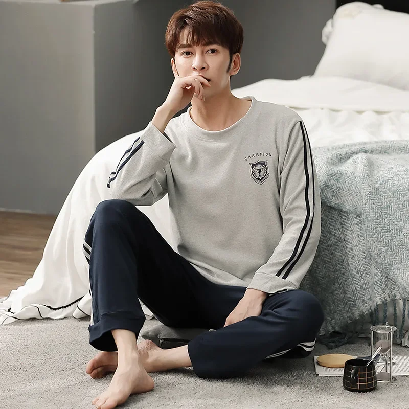 Sleepwear Men's Clothing Suits Autumn Thin Korea Home Simple Cozy Loose Casual Slim Breathable High Quality Cool Casual Cartoon