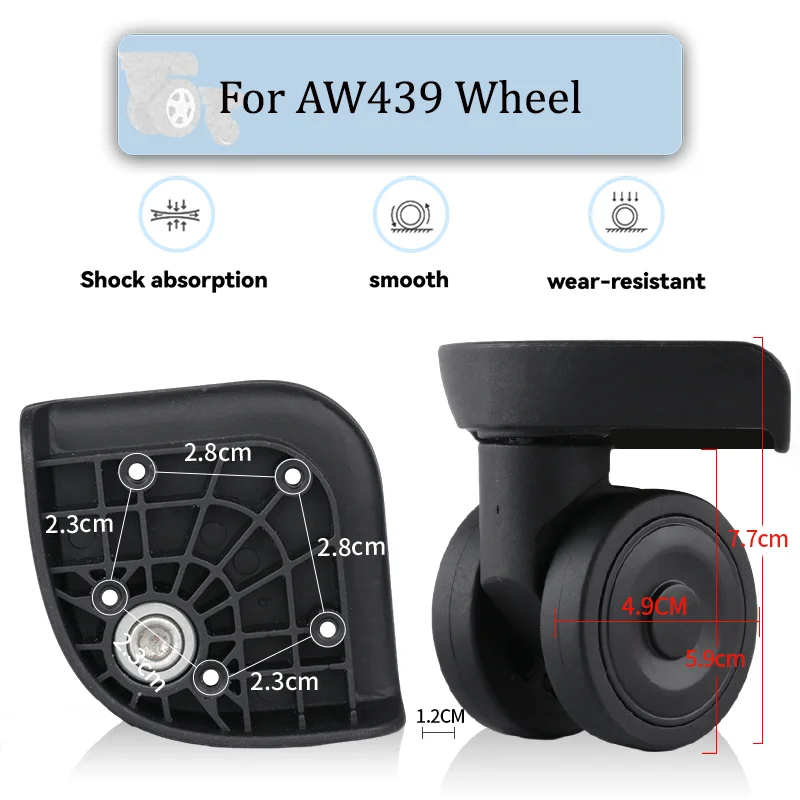 

Suitable For AW439 Universal Wheel Replacement Suitcase Rotating Smooth Silent Shock Absorbing Wheel Accessories Wear-resistant