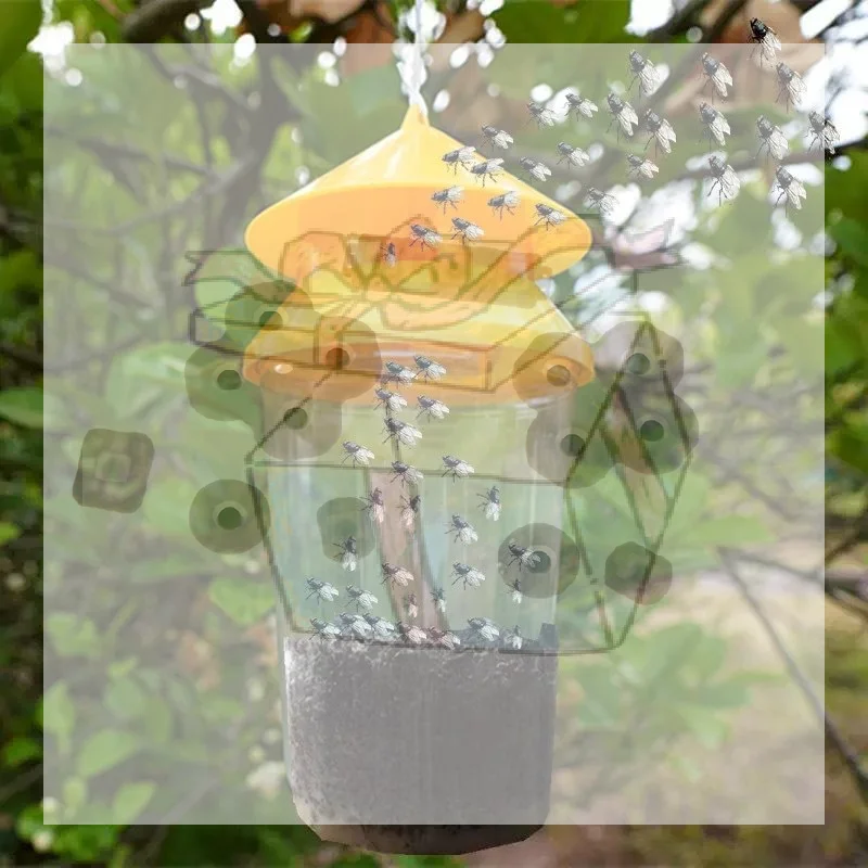 【CC】1Pcs Multipurpose Kitchen Yard Pest Tool Fruit Fly Trapper With Attractant Hanging Fly Traps Bottles Reusable Catcher