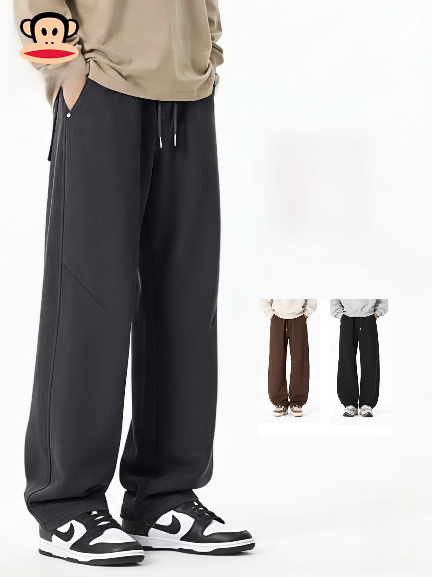 

Men's High Waist Wide Leg Pants American Sle Deep ey Spring Commute Heavy Du Knife Trousers Casual Pants