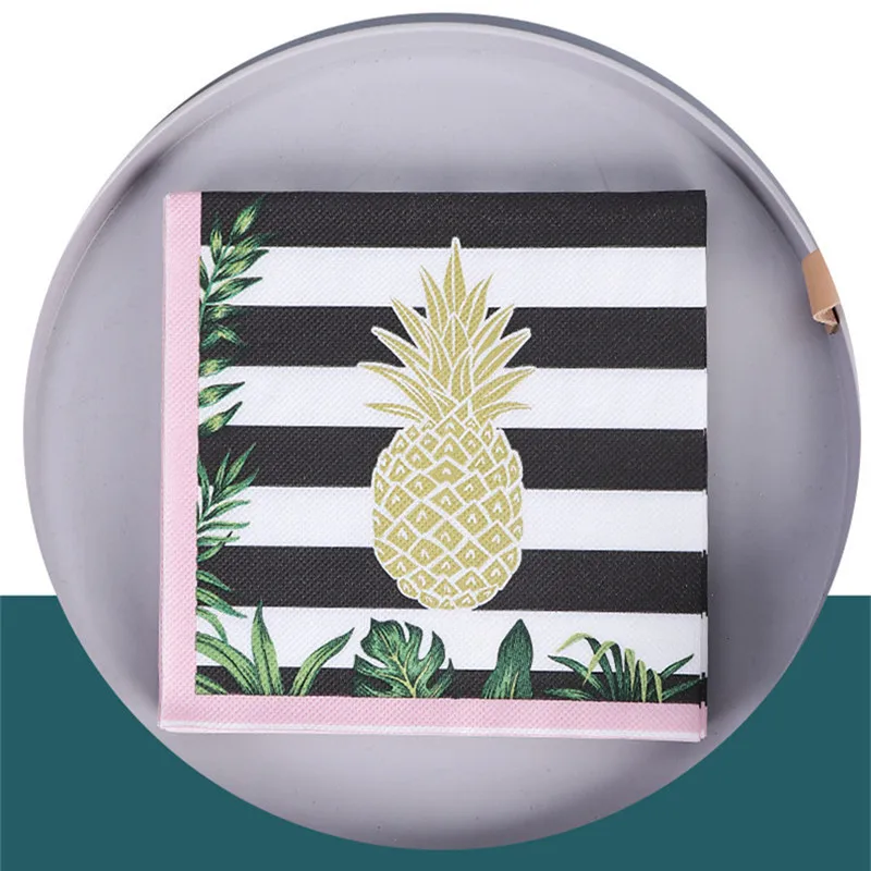 20Pcs/Pack Black White Striped Pineapple Printed Disposable Napkin Paper Tissues Tableware Wedding Party Decoration