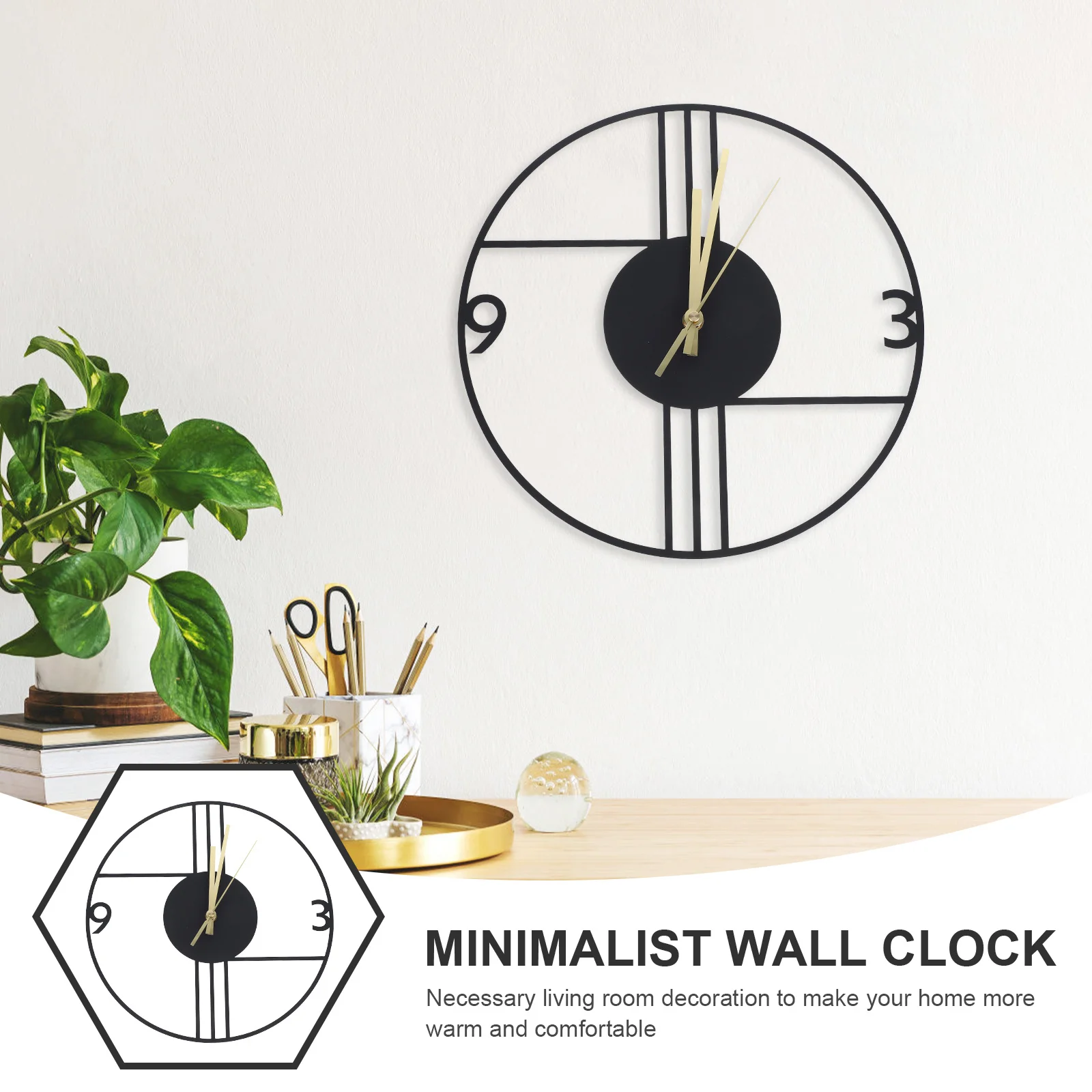

Silent Wall Clock Metal Art Decorative Vintage Modern Large Indoor Timepiece for Living Room Bedroom Office Home Decor