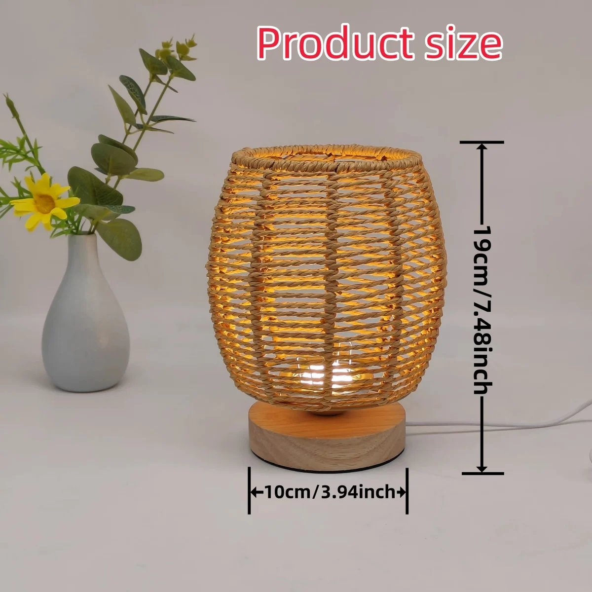 Countryside style hemp rope table lamp for home warm lighting, suitable for bedrooms, study rooms, living rooms