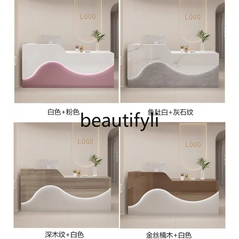 현대적인 래커 바 테이블 회사 프런트 데스크 접수 계산대 소형 이발소 미용실 카운터