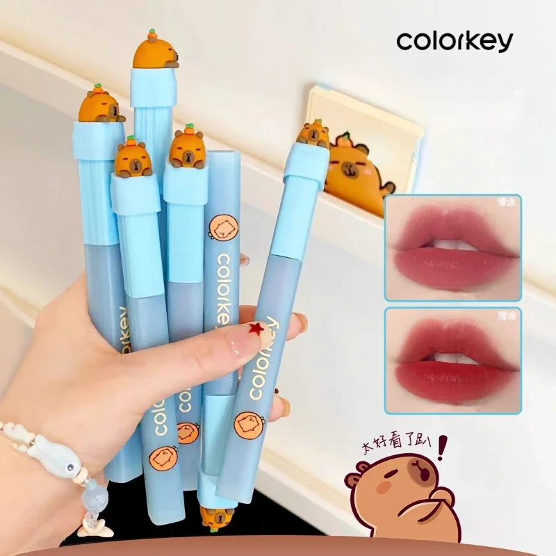 Colorkey Makeup Lipstick met zichtbare lipgloss Lage verzadiging Niet gemakkelijk te plakken aan de cup Langdurige schoonheid Leuke cosmetica