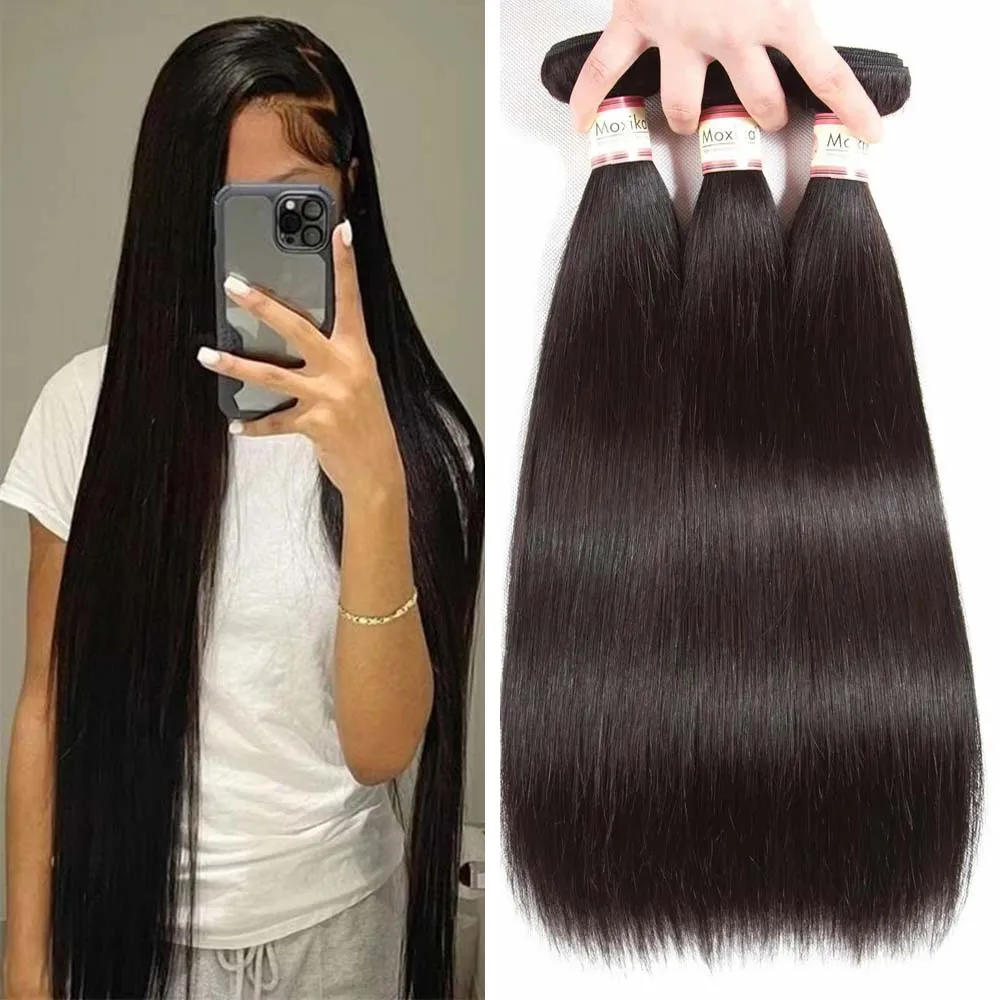 

12A Bone Straight Bundles 1/3 PCS 100% Human Hair Bundles 30 32 Inch Brazilian Hair Weave Bundles Extensions For Black Women
