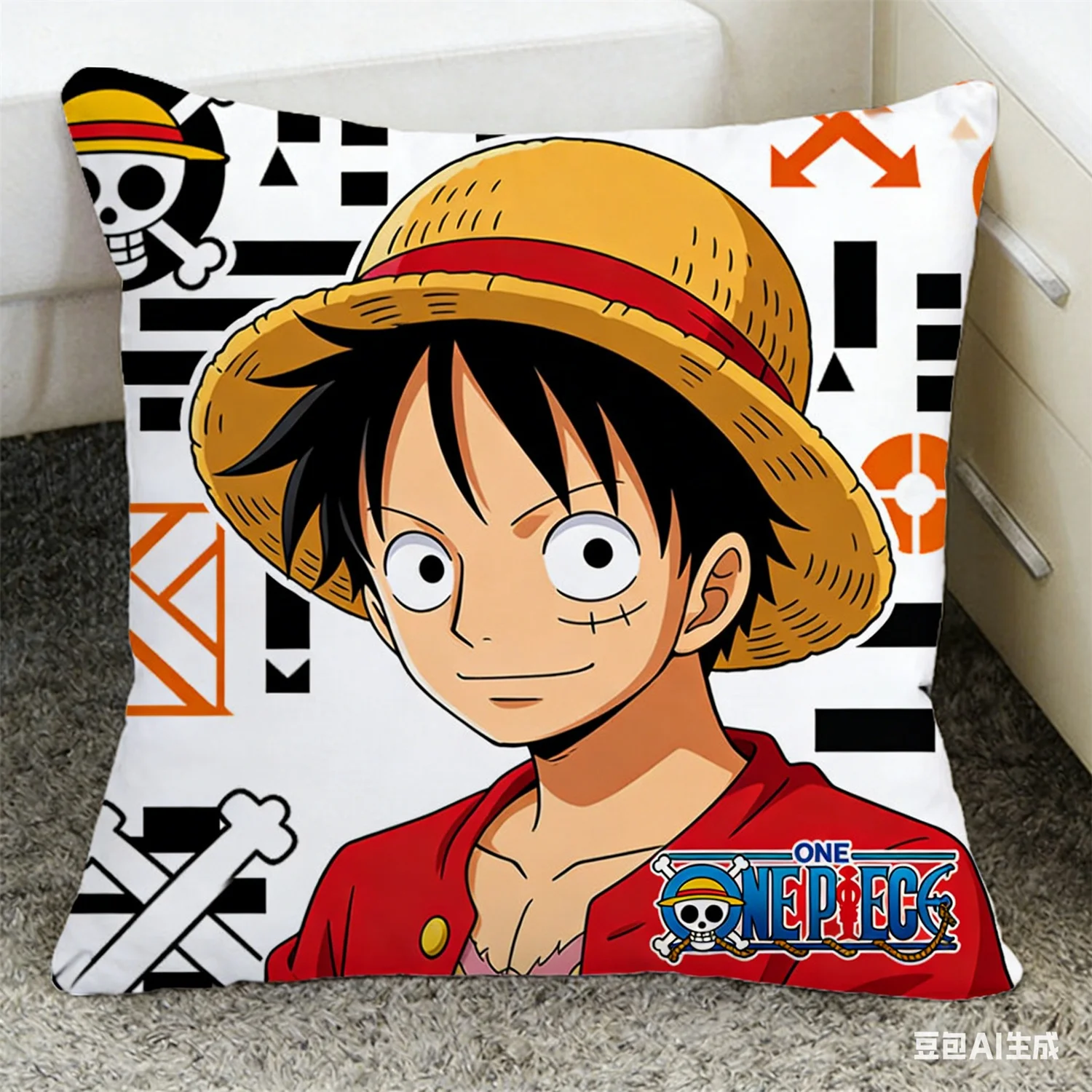 One Piece Monkey D Luffy Pillow Cover Anime Decorative Square Pillowcase for Bedroom Living Room Sofa Car Home Decor - view 3