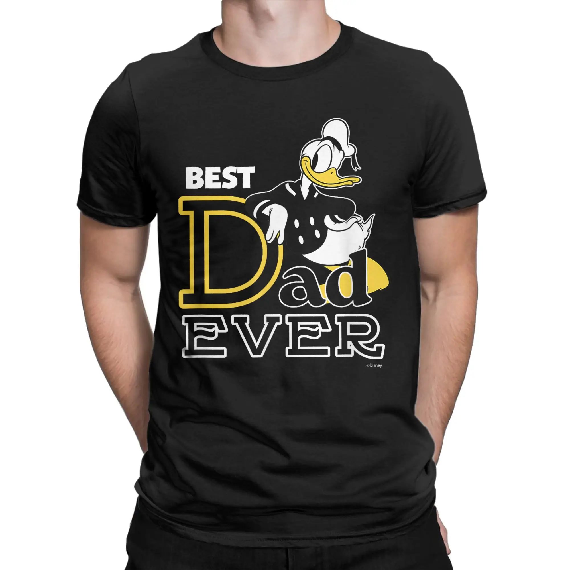 

Men T-Shirts Donald Duck Best Dad Ever Family Trip Funny Pure Cotton Tee Shirt Short Sleeve Fathers Day T Shirt Clothes Big Size