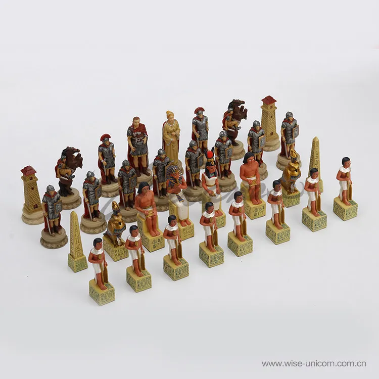 Ancient Egypt vs Roman Empire Resin Chess Set Pharaoh Soldier Figurine Chess Pieces Vintage Historical Chess Desktop Decor Gift