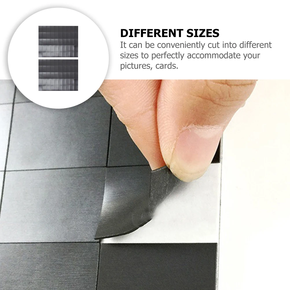 

250 Pcs DIY Soft Tile Photo File Magnetic Sticker Flexible Wall for Photos Stickers Mounting Tape Black Self-adhesive Strips