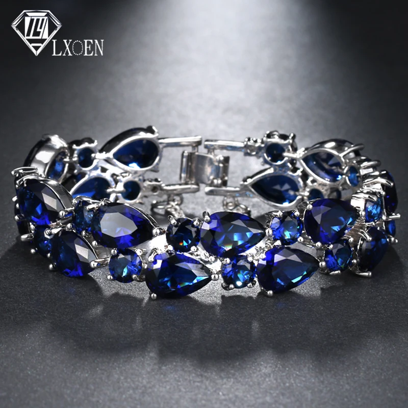 LXOEN Fashion Mona Lisa Bracelet AAA Cubic Zirconia White Gold Color Filled Engagement Wedding Bracelets for Women Bridal Gift