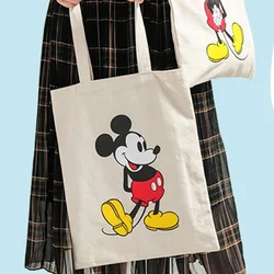 Disney-monederos y bolsos de compras de Mickey para mujer, bolso de hombro, funda de Anime de lona, cartera bonita, a la moda