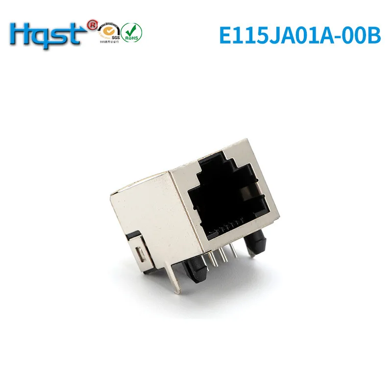 E115JA01A Rj45 1 * 1 Single-Port LAN/NETWORK Connector 8P8C Copper EMC Shield Non-Led Crystal head socket