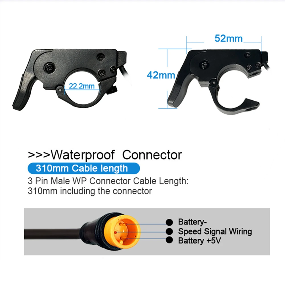 Ebike Thumb Throttle Lithium Quick Release Thumb Throttle WP Connector 109R For Electric Bicycle Moped Speed Control Accelerator