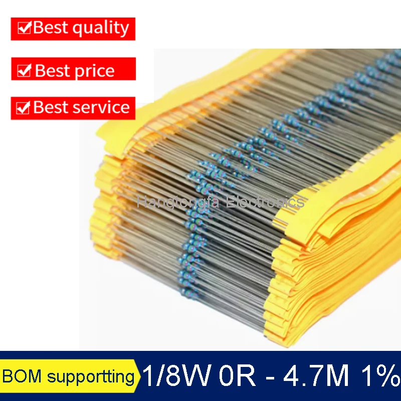 100pcs 1/8W 0R - 4.7M 1% Metal Film Resistor 0.125W 1 2.2 10 47 100 120 150 220 270 330 470 1K 2.2K 4.7K 10K 100K 470K 1M ohm