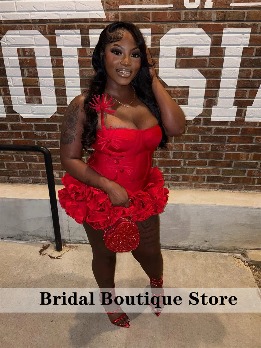 

Luxury Fashion Women Red Bandage Halter Slash Neck Corset Top And Rose Mini Skirt Two Pieces Sets Evening Club Party Customized