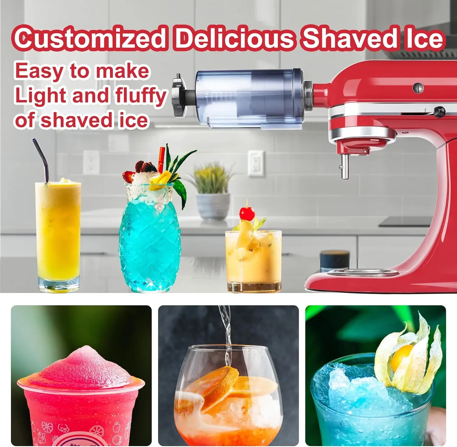 l Kitchen Tool for Making Snow Cones and Frozen Cocktails, Commercial Grade Snow Cone Machine Kit, Durable and Easy to Use Ice S