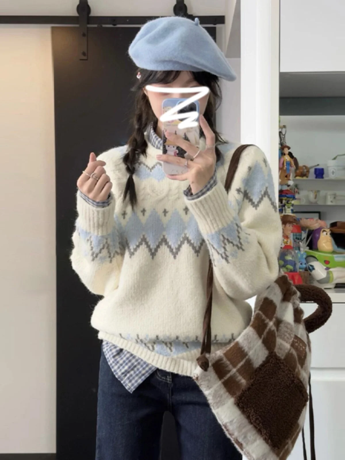 

Loose round Ne Knitted Sweater Women's Spring Autumn 2025 New Korean Sle Lazy High-End Feeling Overhead Knitted Top